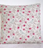 16 inch Floral Cushion Cover Pink Duck Egg Flowers Birds 16" Bird - Image 1
