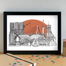 Rotterdam Skyline Art Travel Print