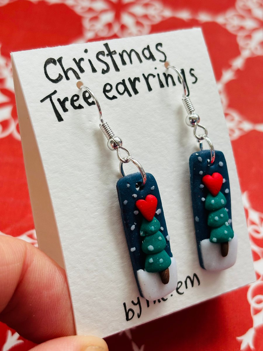 Christmas tree, winter or Christmas themed festive earrings 