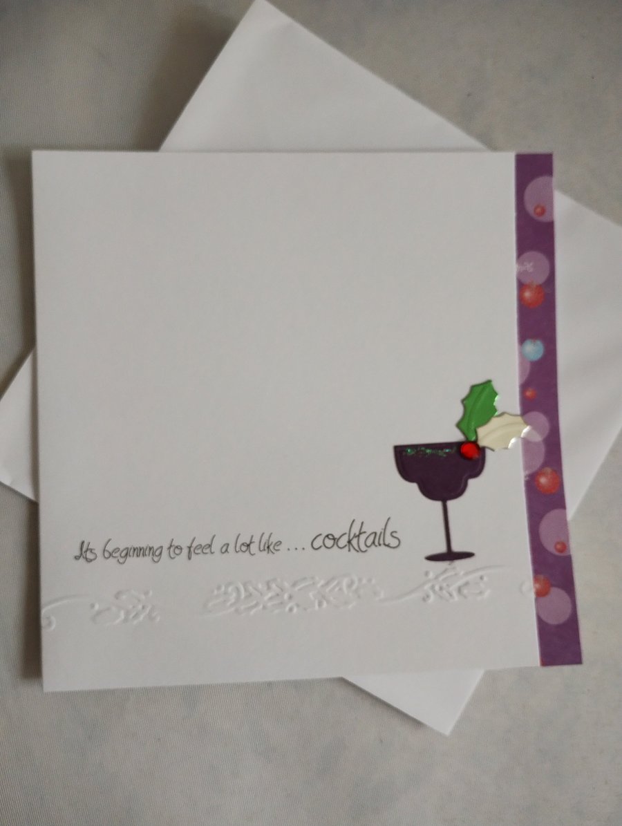 Handmade Christmas Card - Its beginning to feel a lot like Cocktails-Margarita 