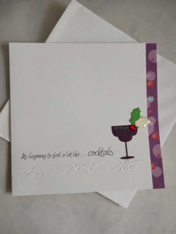 Handmade Christmas Card - Its beginning to feel a lot like Cocktails-Margarita 