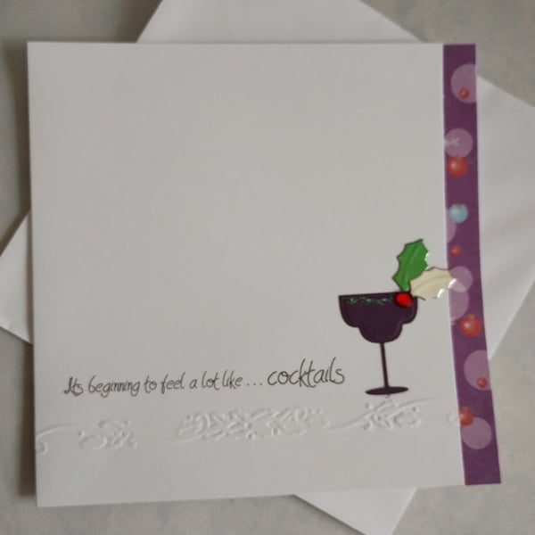 Handmade Christmas Card - Its beginning to feel a lot like Cocktails-Margarita 