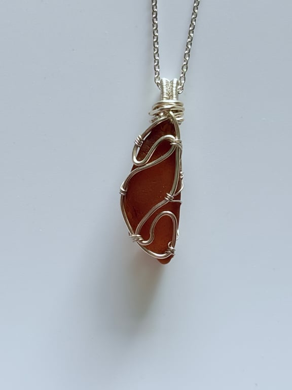 Scottish Sea Glass Necklace – One of a Kind Beach Glass Pendant – Coastal Gift