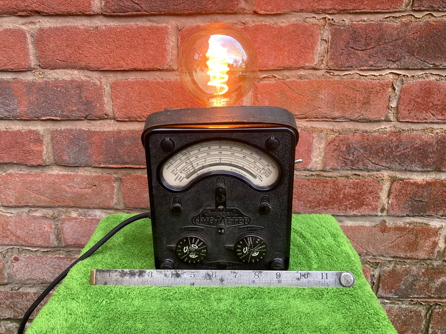 Steampunk Table Lamp, Upcycled 1952 Vintage Electrical Test Meter