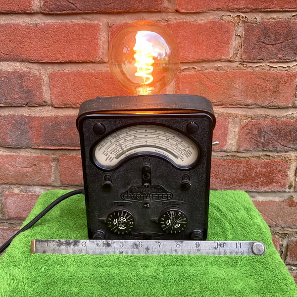 Steampunk Table Lamp, Upcycled 1952 Vintage Electrical Test Meter