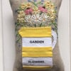 Sample Garden Flowers yellow and white stripy lavender bag with hand embroidery