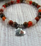 Gemstone Bracelet in Autumn Shades with Handmade Sterling Silver Heart Charm - Image 6