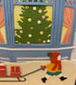 Handmade Christmas Card – Traditional Christmas Window Scene with Tree & Present - Image 4