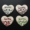 set of four chunky crackle heart ceramic buttons