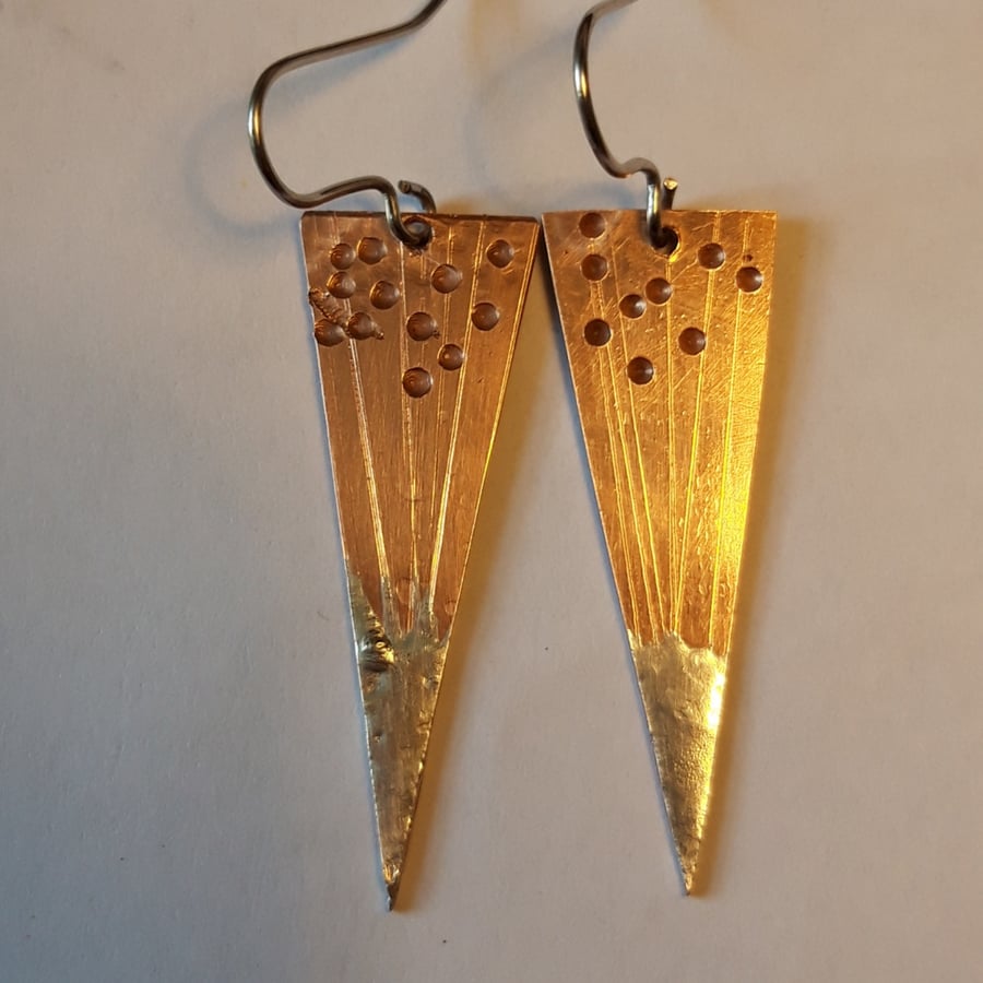 Silver and Copper Dagger Earrings