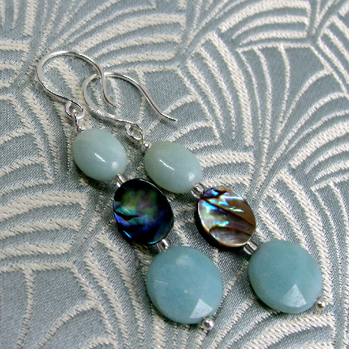 Amazonite Earrings, Blue Earrings, Handmade Blue Dangle Earrings CC32