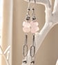 Rose quartz chain long boho earrings 