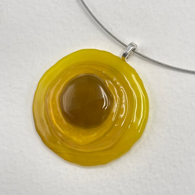 Fused Glass Sun Pendant Choker Necklace