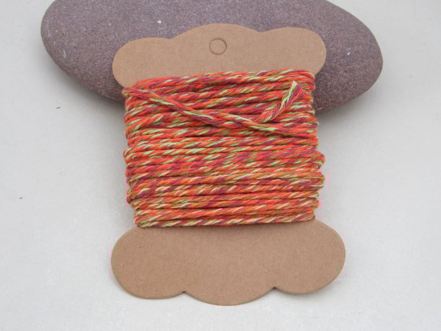 10m Soft Bright Orange, Yellow, Red Cotton String