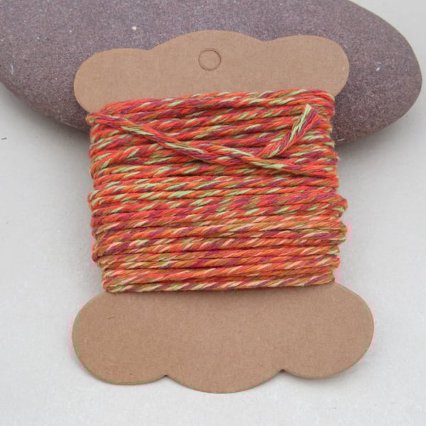 10m Soft Bright Orange, Yellow, Red Cotton String