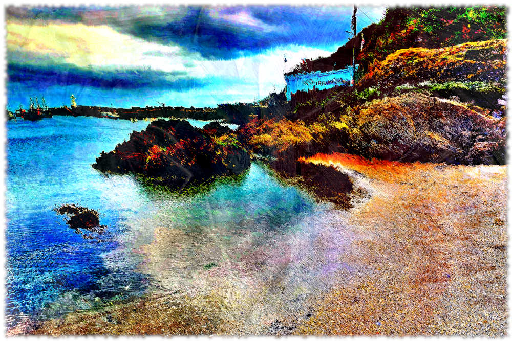 Print Mevagissey Beach, Digital Art Picture of Mevagissey Cornwall