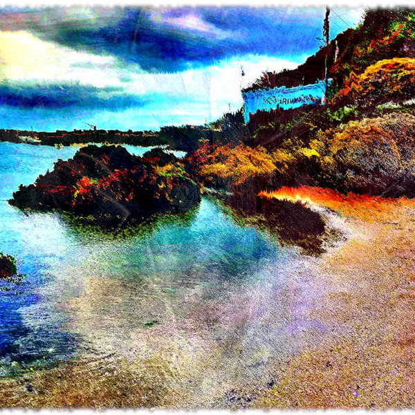 Print Mevagissey Beach, Digital Art Picture of Mevagissey Cornwall