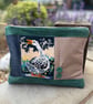 Repurposed goose tapestry corduroy and denim large soft pouch