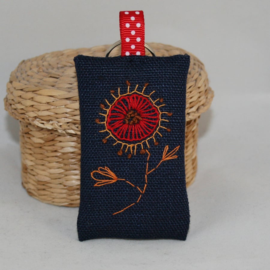 Red Flowered Fob/Key ring