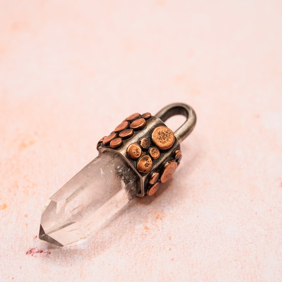 Brandberg Oxidised Silver and Copper Pendant Handmade 