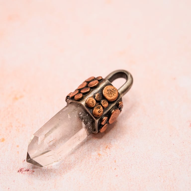 Brandberg Oxidised Silver and Copper Pendant Handmade 