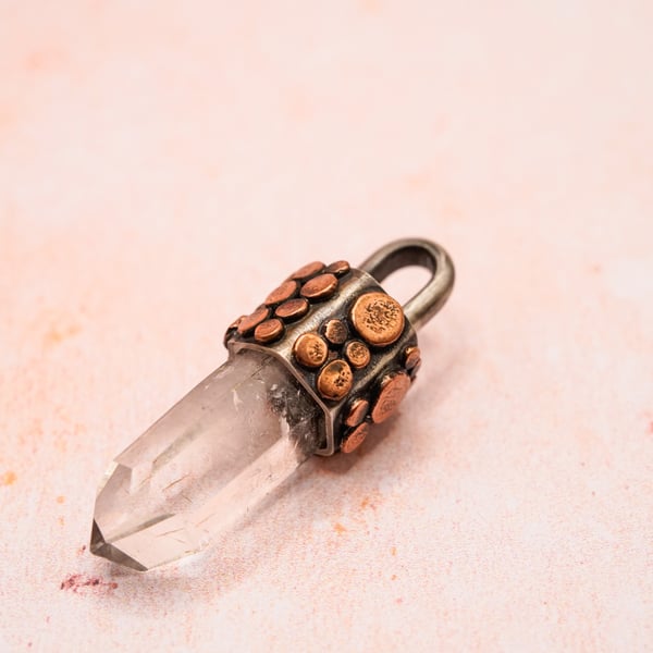 Brandberg Oxidised Silver and Copper Pendant Handmade 
