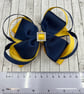Large 5 inch Navy and Yellow Gold Double Layer Bow with Double Loops - Image 3