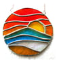 Sunset Beach Waves Stained Glass Suncatcher - Image 1