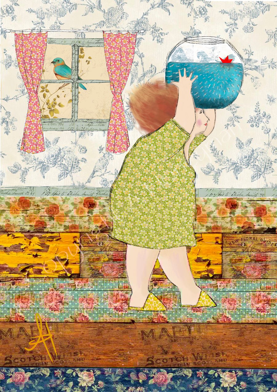 Morag’ s sea, mixed media art print