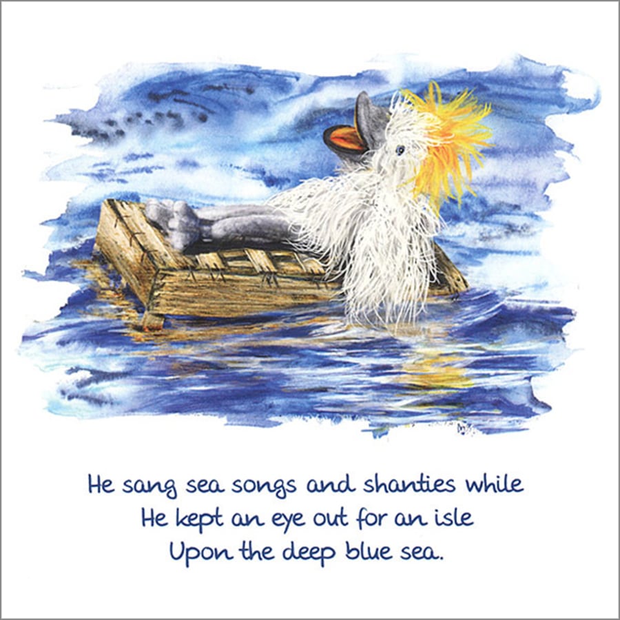 Quotation Greetings Card "Algy on his Raft"