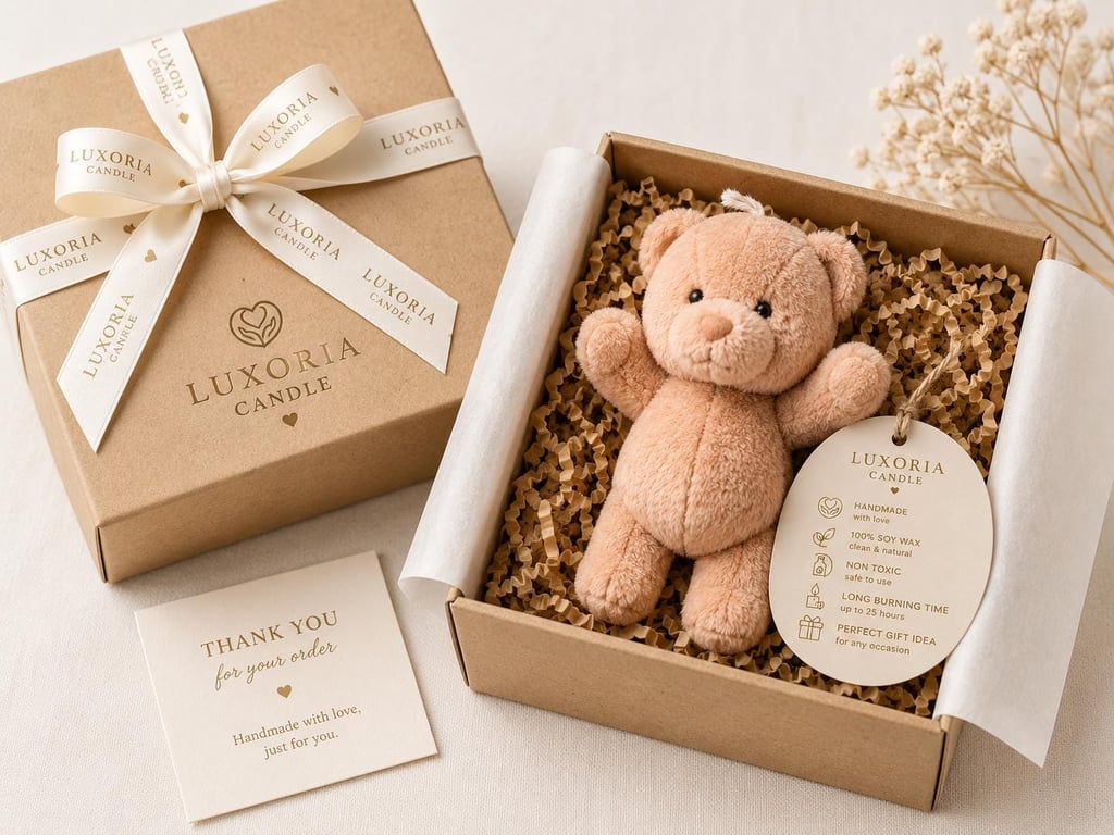 Luxury Teddy Bear Candle Handmade Soy Wax Candle Cute Aesthetic Gift Minimalist 