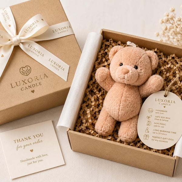 Luxury Teddy Bear Candle Handmade Soy Wax Candle Cute Aesthetic Gift Minimalist 