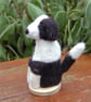  Needle felt white and black dog,  Border Collie sheep dog 10 cm tall - Image 3