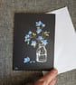 Hand Painted Flowers in a Jar Card, unique greetings card, original art