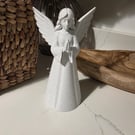 Praying Angel Tree Topper Marble Effect PLA Feathered Wings Christmas 20cm