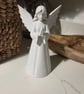 Praying Angel Tree Topper Marble Effect PLA Feathered Wings Christmas 20cm