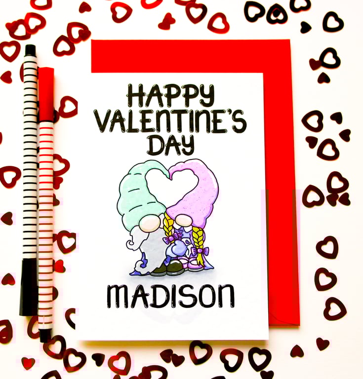 Gnome, Gonk Valentine's Personalised Card For Him, Her