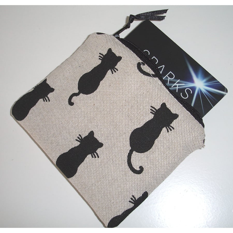 Black Cat Zipped Coin Credit Card Size Purse Cats