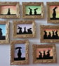 Doll House Miniature Original Painting Framed with Bunny Silhouette Rabbit  - Image 3