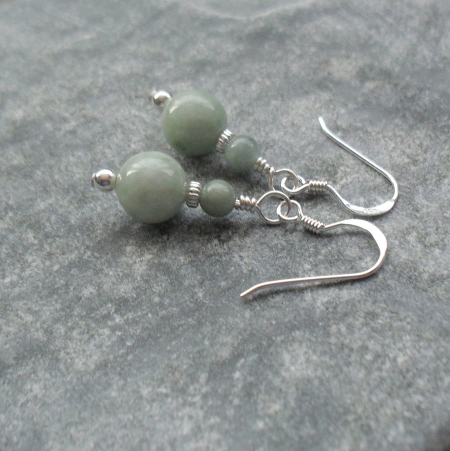   Burmese Jadeite Sterling Silver Earrings