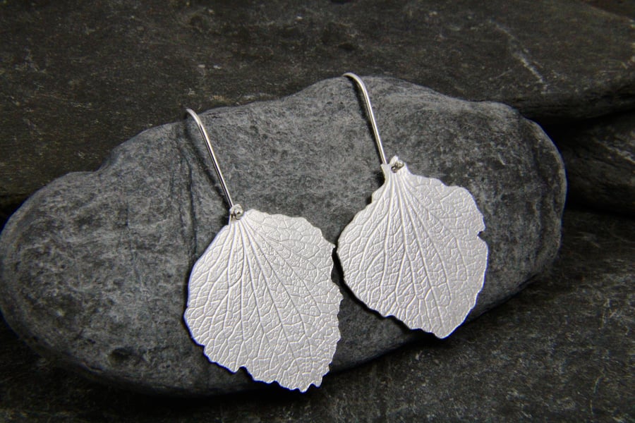 Hydrangea Petal Sterling Silver Drop Dangle Earrings 