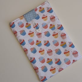 Book Sleeve Cupcake themed cotton fabric