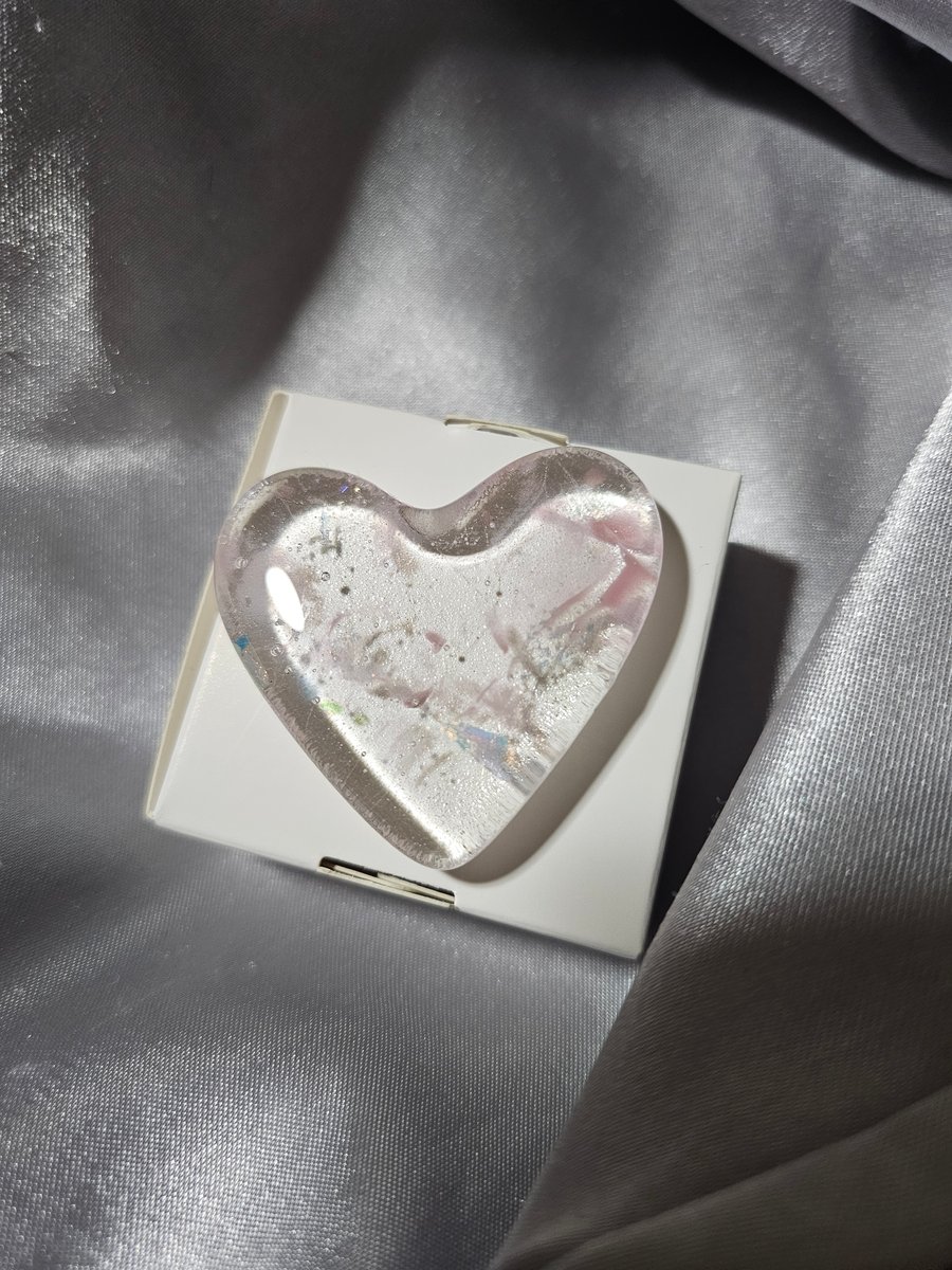 Fused Glass Pocket Heart - dreamy pale pink