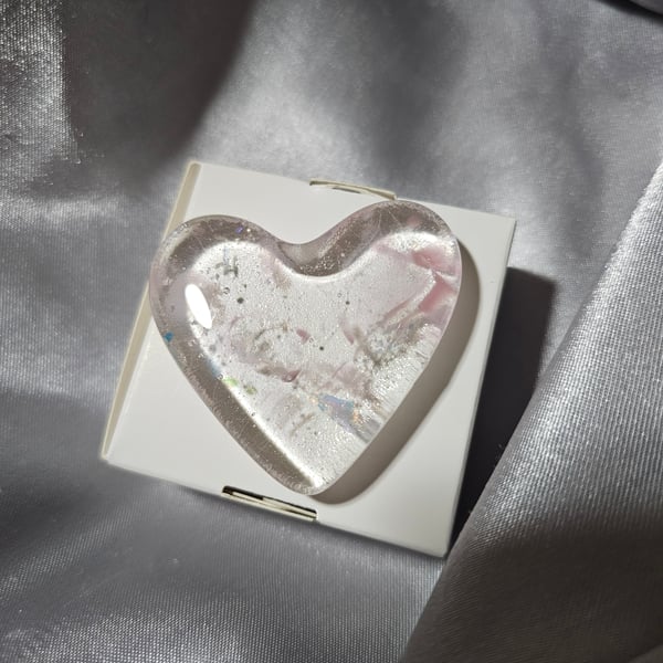Fused Glass Pocket Heart - dreamy pale pink