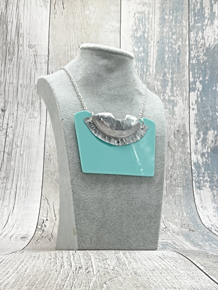 Image of Recycled Aluminium Drink Can, Turquoise Square Acrylic Shape Necklace Pendant