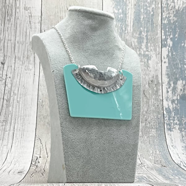 Recycled Aluminium Drink Can, Turquoise Square Acrylic Shape Necklace Pendant