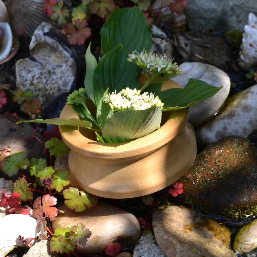 Small Maple Bowl turned with curved sides.