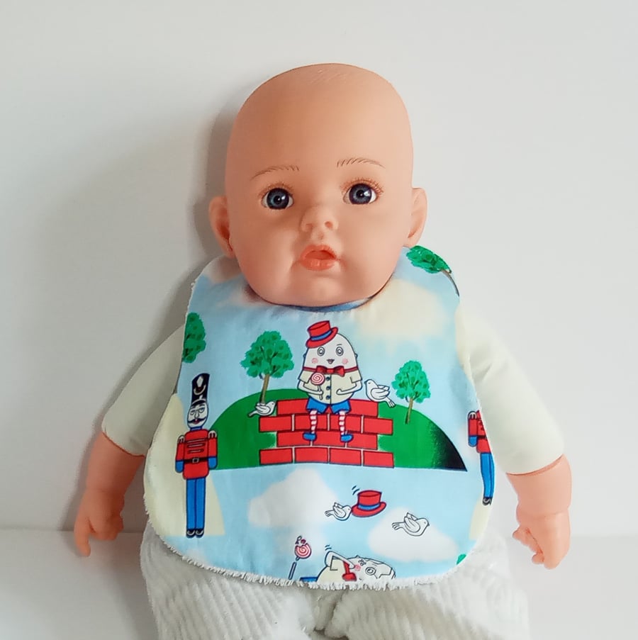 Babies Bib with Humpty Dumpty Nursery Rhyme character,  baby shower gift