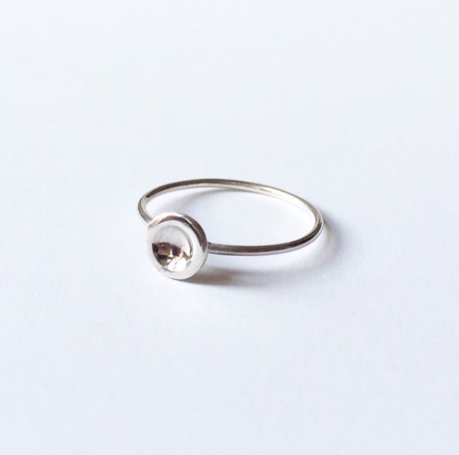 Silver circle dot stacking ring