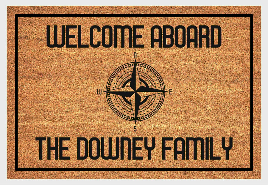 Welcome Aboard Doormat - Personalized Boat Welcome Mat - 3 Sizes